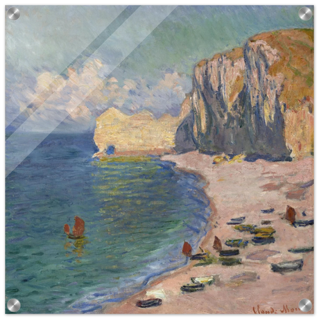 Étretat, The Beach and the Falaise d'Amont (1885) – Claude Monet Wall Art Print - Acrylic Print - 50x50 cm / 20x20″ - 