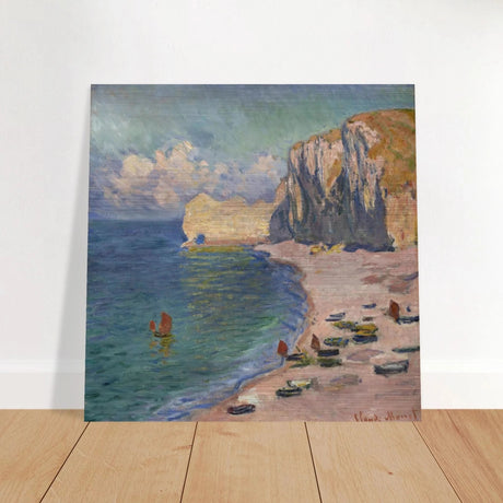 Étretat, The Beach and the Falaise d'Amont (1885) – Claude Monet Wall Art Print - Brushed Aluminum Print - 60x60 cm / 24x24″ - 