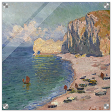 Étretat, The Beach and the Falaise d'Amont (1885) – Claude Monet Wall Art Print - Acrylic Print - 40x40 cm / 16x16″ - 