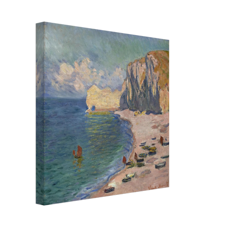 Étretat, The Beach and the Falaise d'Amont (1885) – Claude Monet Wall Art Print - Canvas - 30x30 cm / 12x12″ - 