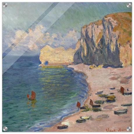 Étretat, The Beach and the Falaise d'Amont (1885) – Claude Monet Wall Art Print - Acrylic Print - 60x60 cm / 24x24″ - 