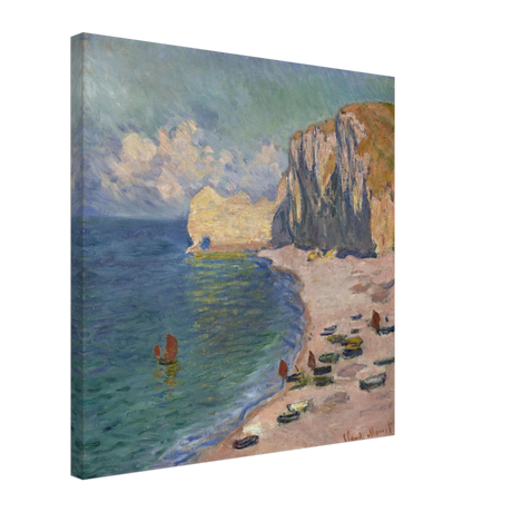 Étretat, The Beach and the Falaise d'Amont (1885) – Claude Monet Wall Art Print - Canvas - 50x50 cm / 20x20″ - 