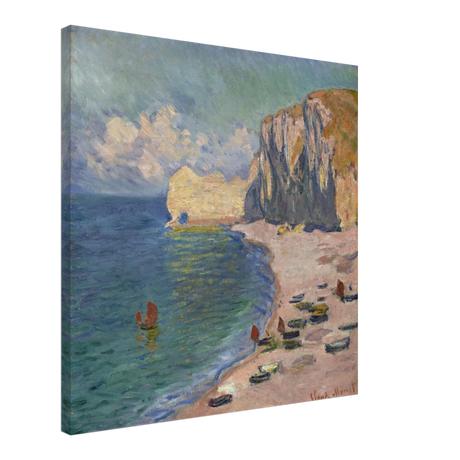 Étretat, The Beach and the Falaise d'Amont (1885) – Claude Monet Wall Art Print - Canvas - 60x60 cm / 24x24″ - 