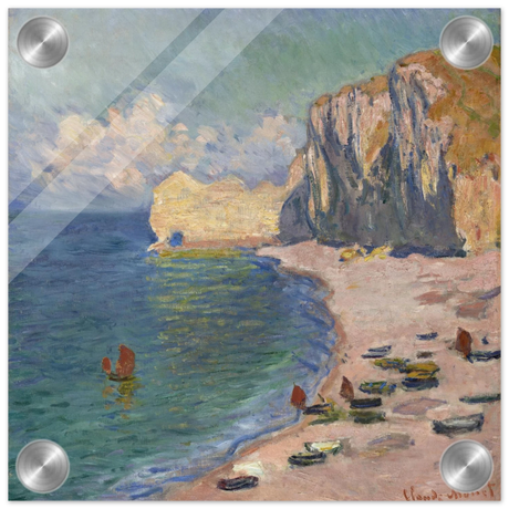 Étretat, The Beach and the Falaise d'Amont (1885) – Claude Monet Wall Art Print - Acrylic Print - 20x20 cm / 8x8″ - 