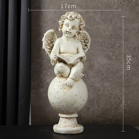European Cupid Resin Sculpture – Elegant Character Figurine Ornament - Praying Cherub Figurine - 