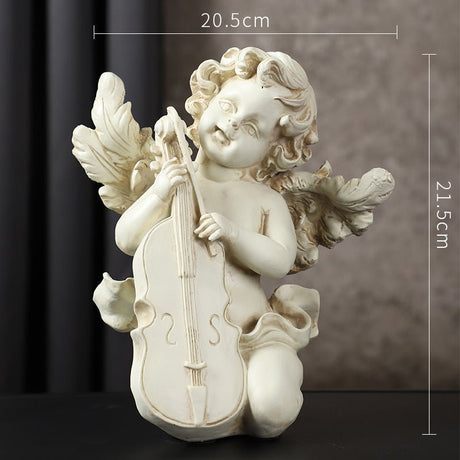 European Cupid Resin Sculpture – Elegant Character Figurine Ornament - Guardian Angel with Torch - 
