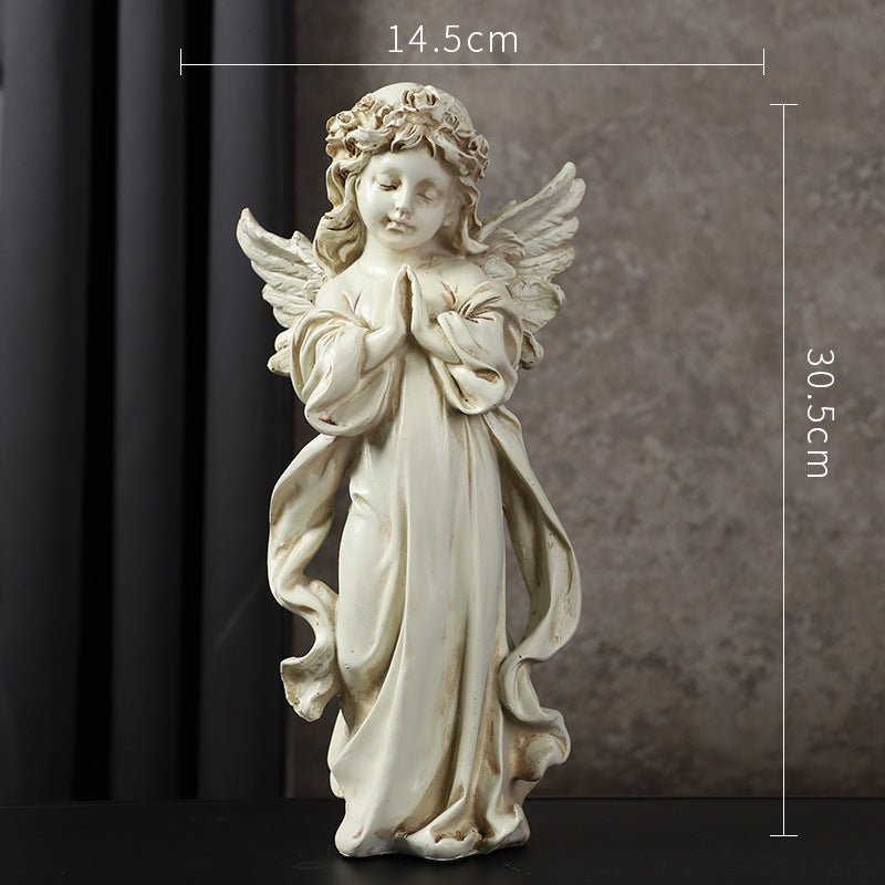 European Cupid Resin Sculpture – Elegant Character Figurine Ornament - Standing Cupid with Bow - 