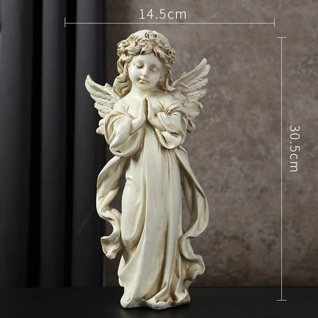 European Cupid Resin Sculpture – Elegant Character Figurine Ornament - Standing Cupid with Bow - 