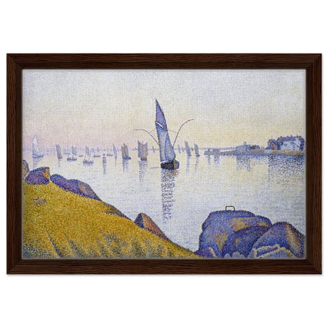 Evening Calm, Concarneau, Opus 220 (Allegro Maestoso) (1891) by Paul Signac | Vintage Wall art print - Framed Canvas - 30x45 cm / 12x18″ - Dark wood frame