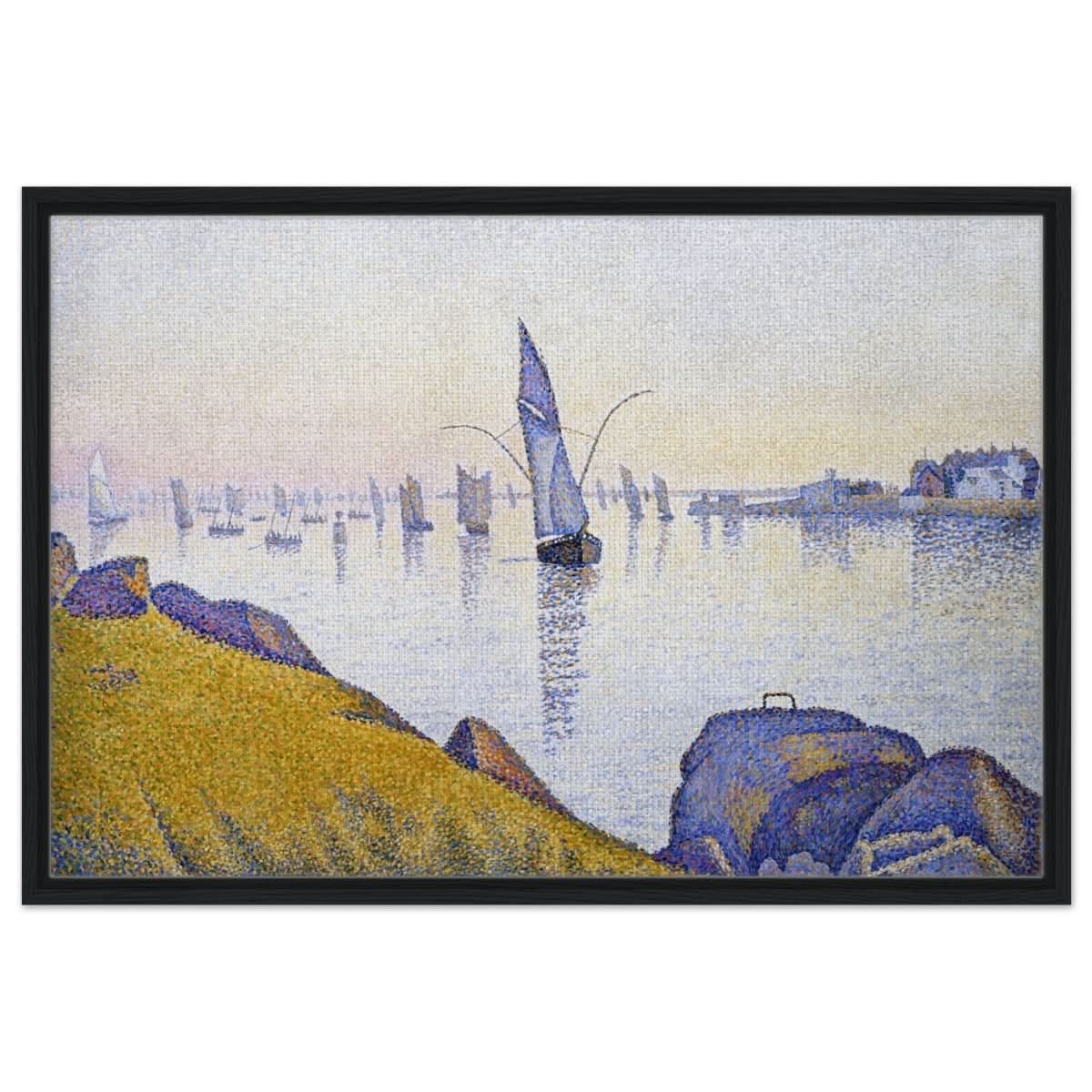 Evening Calm, Concarneau, Opus 220 (Allegro Maestoso) (1891) by Paul Signac | Vintage Wall art print - Framed Canvas - 60x90 cm / 24x36″ - Black frame