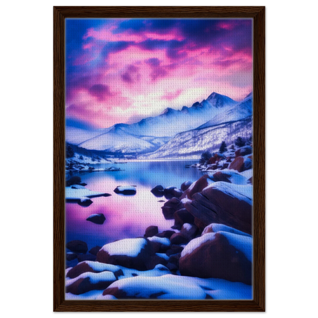 twilight serenity snowy mountain lake at sunset wall art print70x100 cm / 28x40″Fine Art Poster