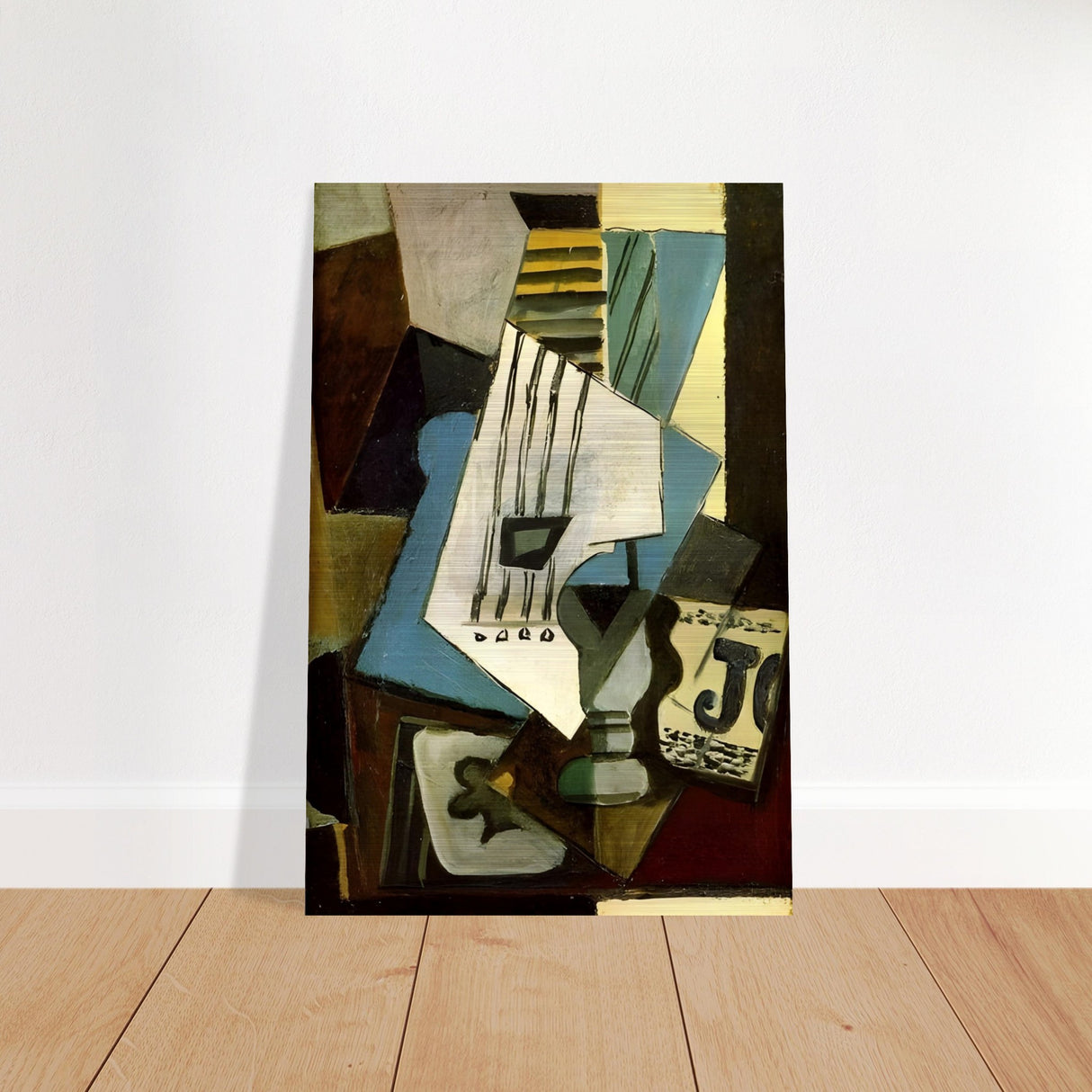 nature morte guitar newspaper glass and ace of clubs by pablo picasso 1914