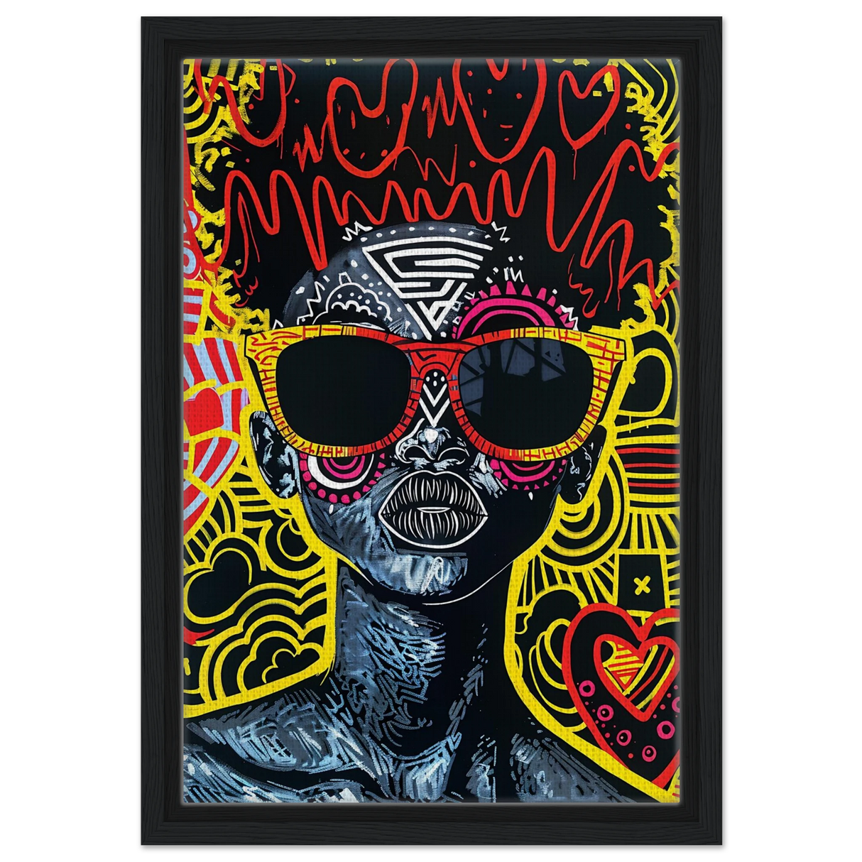 electric royalty afro futurist pop expression wall art print30x45 cm / 12x18″Brushed Aluminum Print