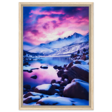 twilight serenity snowy mountain lake at sunset wall art print60x90 cm / 24x36″Aluminum Print