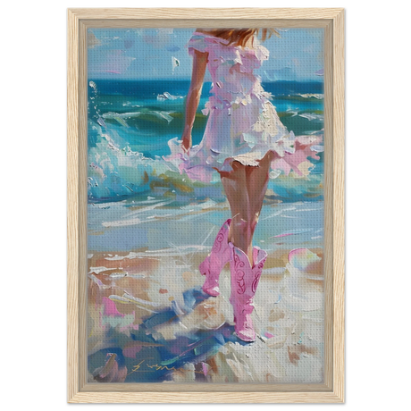 seaside sass pink boots ocean breeze wall art print50x75 cm / 20x30″Canvas