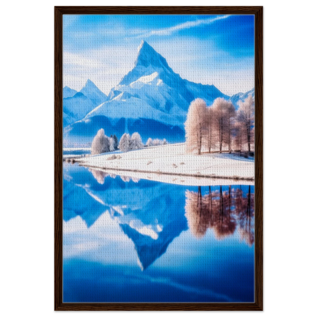 frozen reflections of majesty snowy mountain landscape wall art print70x100 cm / 28x40″Fine Art Poster