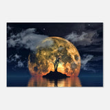 lunar eclipse isle a celestial nightscape awakened by the moon fine art digital illustration surreal moonlit scene40x60 cm / 16x24″Framed Canvas