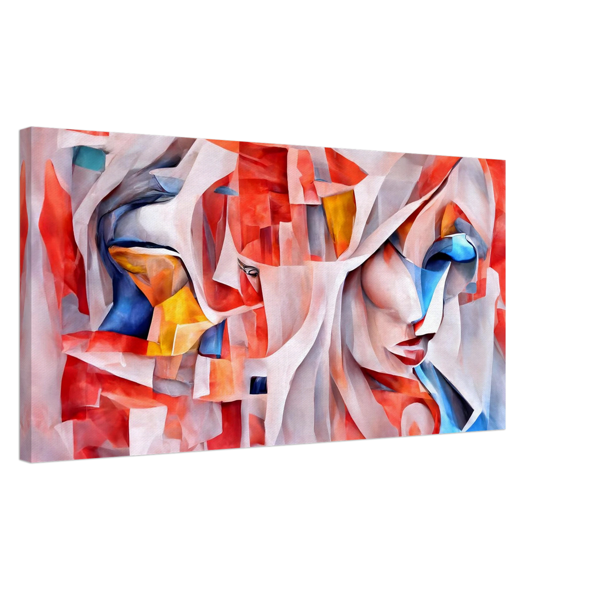 Chromatic Faces â€“ Modern Abstract Cubist Art Print40x80 cm / 16x32â€³
