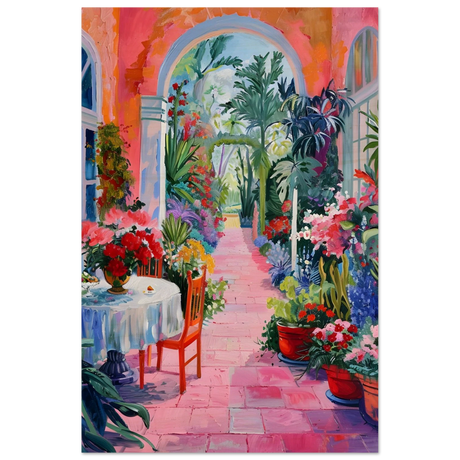 garden of morning light blooming terrace escape wall art print30x45 cm / 12x18″Canvas