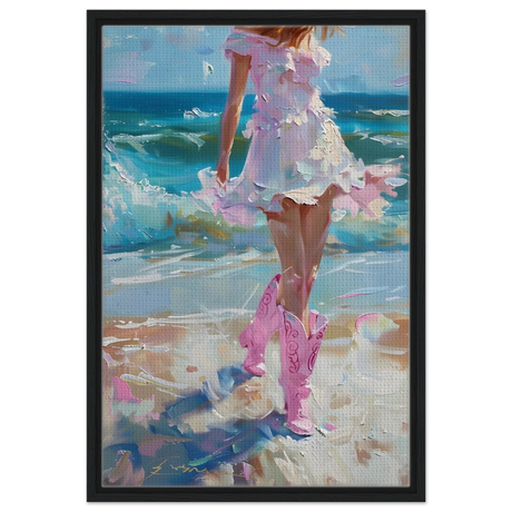 seaside sass pink boots ocean breeze wall art print20x30 cm / 8x12″Wood Prints
