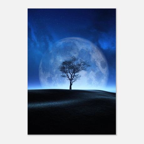 lunar silence a moonlit whisper in the night dreamy digital fantasy landscape wall art print40x60 cm / 16x24″Framed Canvas