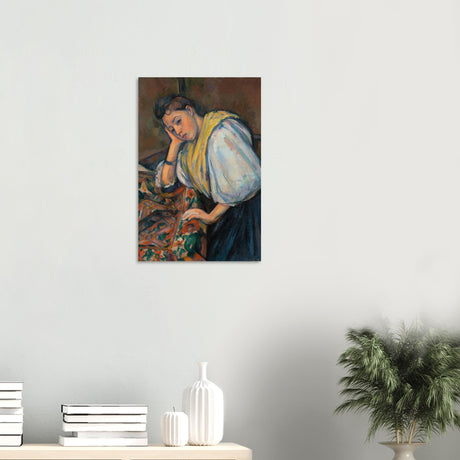 young italian woman at a table by paul cezanne 1895