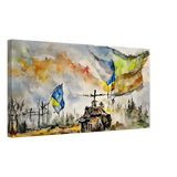 Never Give Up â€“ Ukraine | Panoramic Watercolour War Art PrintDesign Option 130x60 cm / 12x24â€³