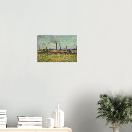 Factories at Asnières by Vincent van Gogh - Wood Prints - 30x45 cm / 12x18″ - 20 mm