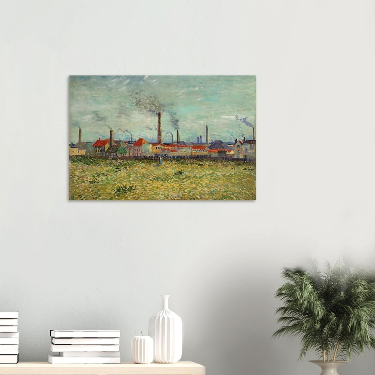 Factories at Asnières by Vincent van Gogh - Wood Prints - 50x75 cm / 20x30″ - 10 mm