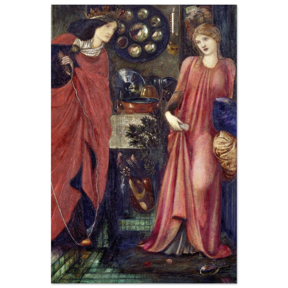 Fair Rosamund and Queen Eleanor (1861) by Sir Edward Burne–Jones | Vintage wall art print - Aluminum Print - 60x90 cm / 24x36″ - 