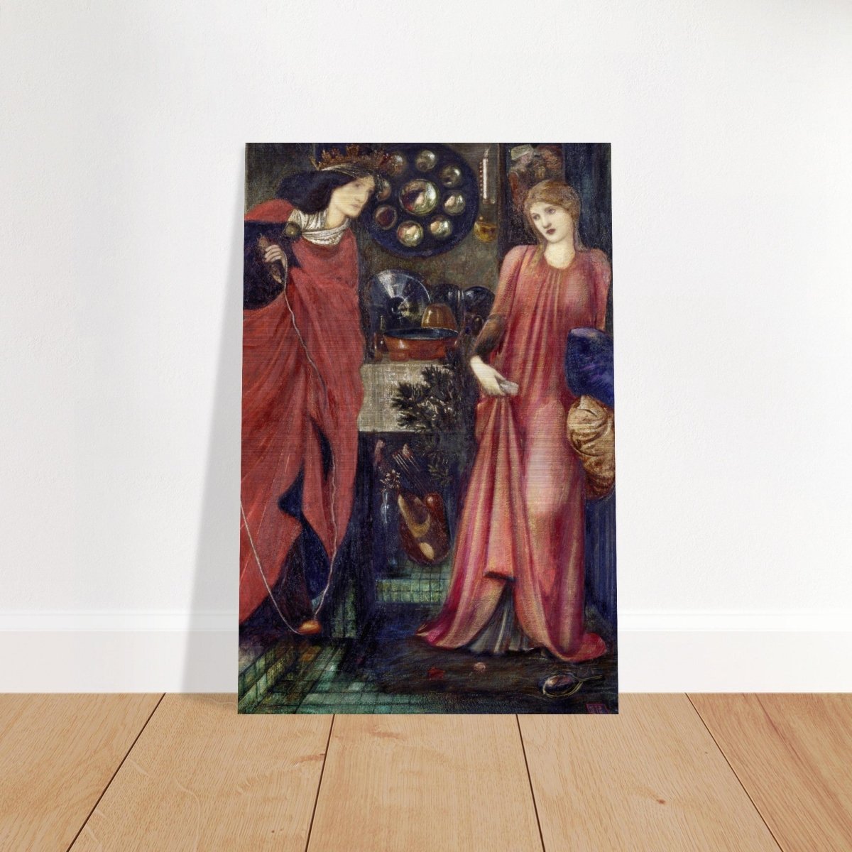 Fair Rosamund and Queen Eleanor (1861) by Sir Edward Burne–Jones | Vintage wall art print - Brushed Aluminum Print - 60x90 cm / 24x36″ - 