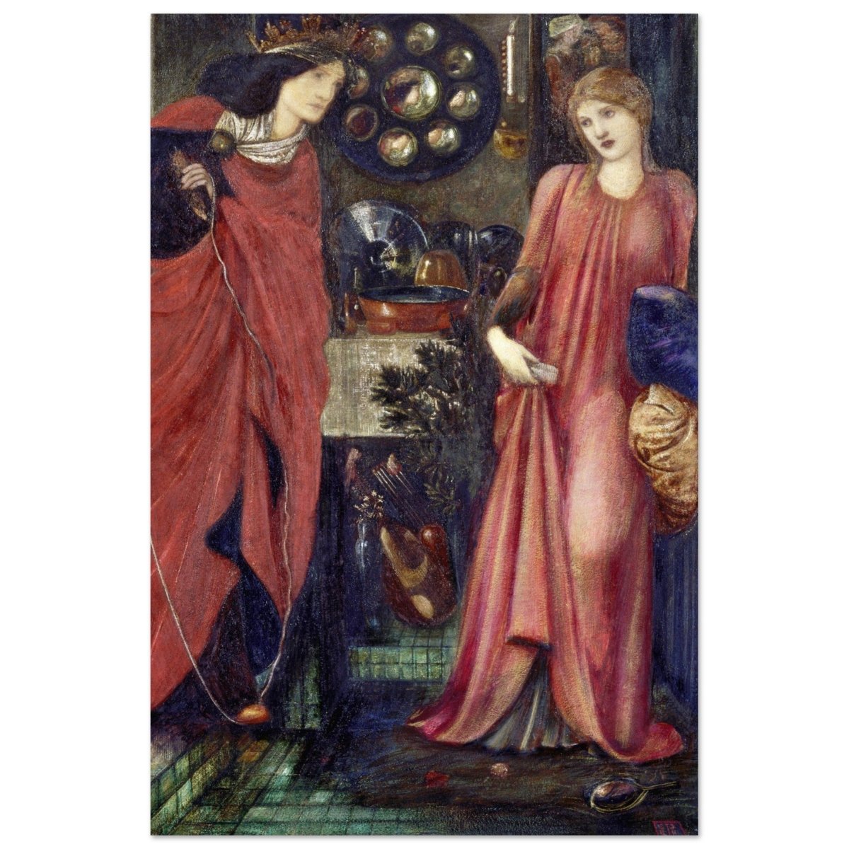 Fair Rosamund and Queen Eleanor (1861) by Sir Edward Burne–Jones | Vintage wall art print - Aluminum Print - 40x60 cm / 16x24″ - 