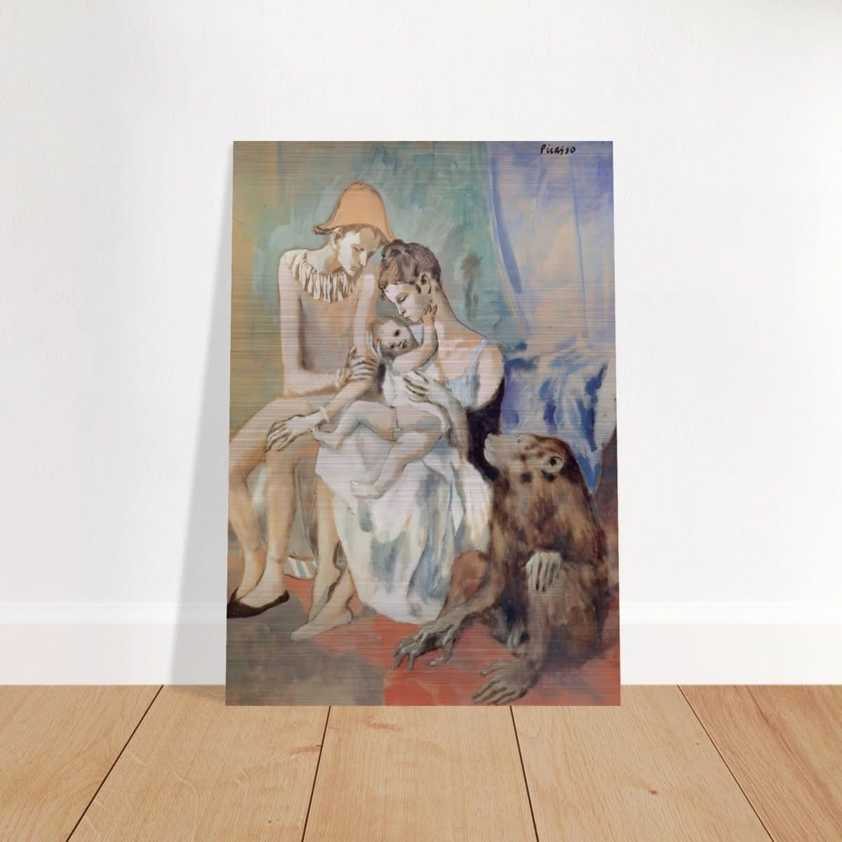 Family of Acrobats with Monkey by Pablo Picasso - Brushed Aluminum Print - 70x100 cm / 28x40″ - 