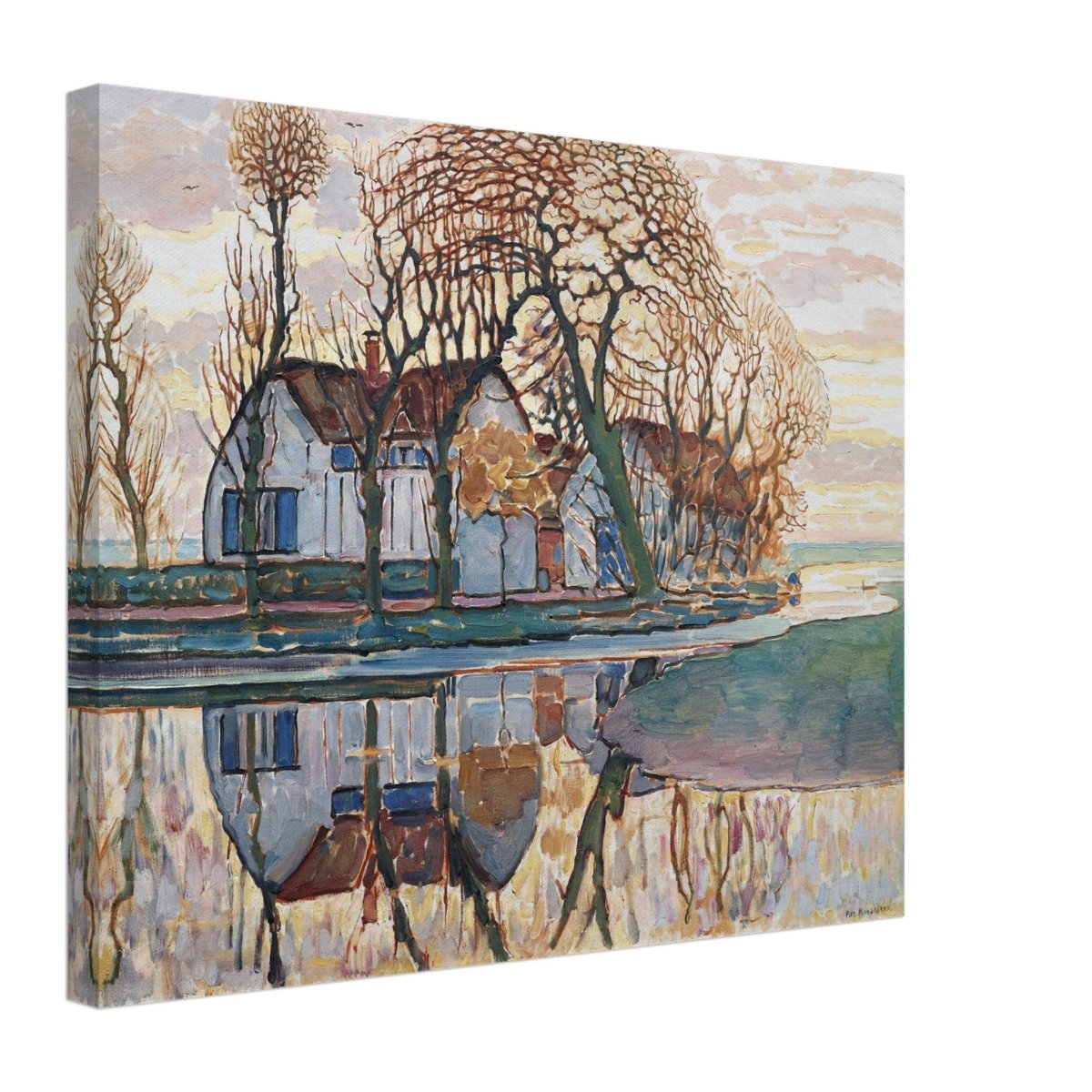 Farm near Duivendrecht by Piet Mondrian | Vintage wall art print - Canvas - 40x50 cm / 16x20″ - 