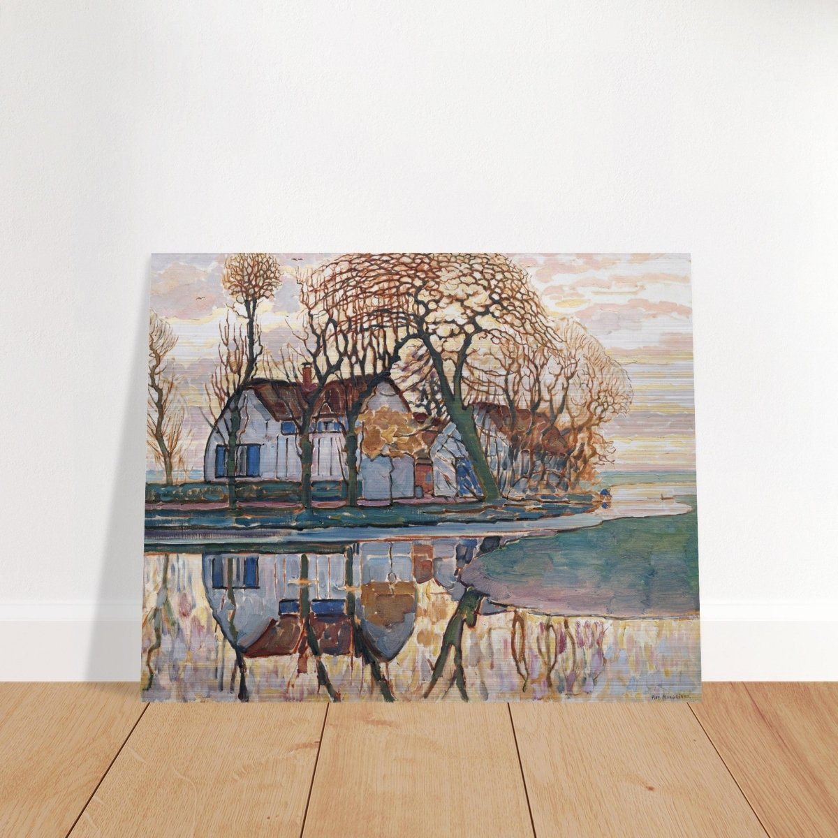 Farm near Duivendrecht by Piet Mondrian | Vintage wall art print - Brushed Aluminum Print - 40x50 cm / 16x20″ - 