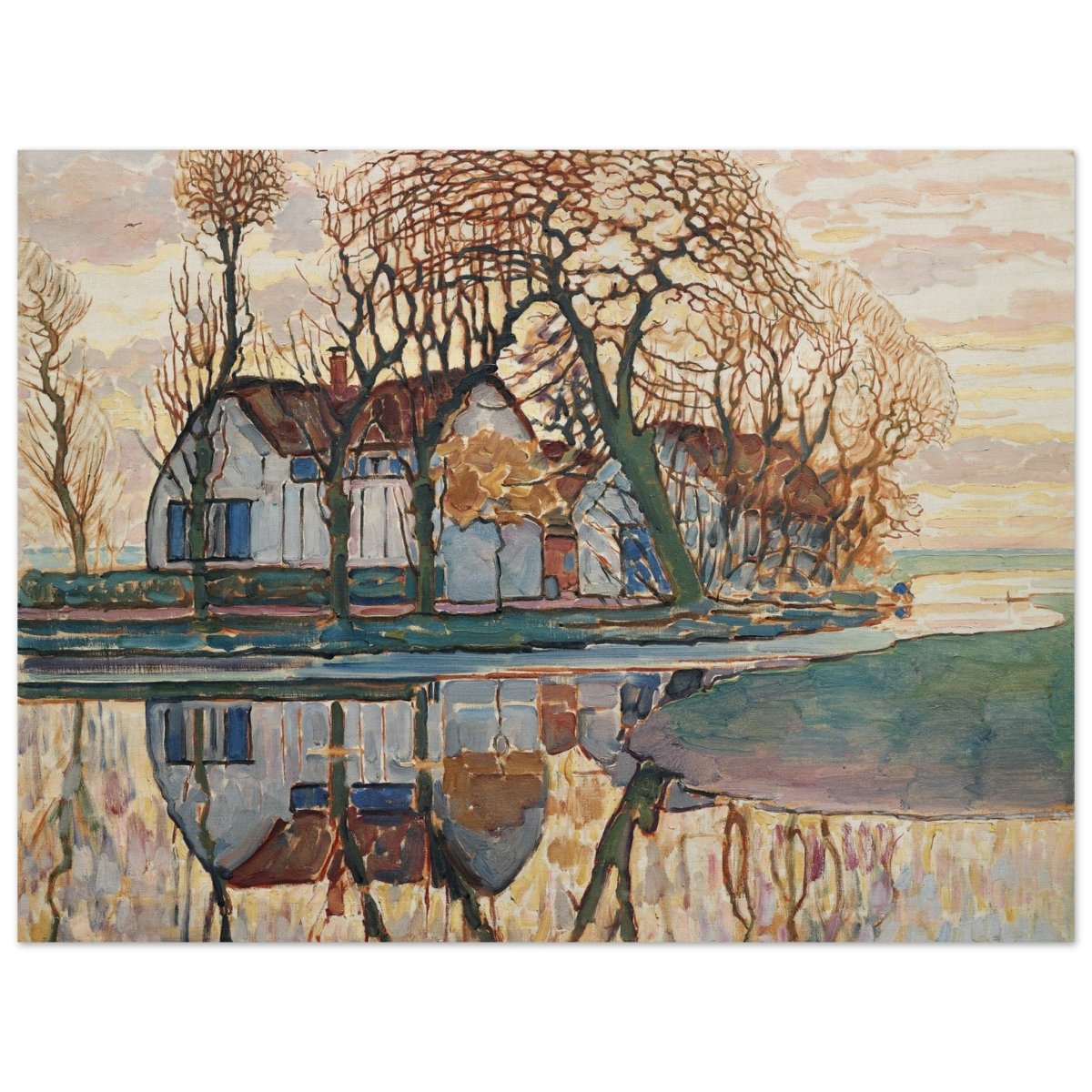 Farm near Duivendrecht by Piet Mondrian | Vintage wall art print - Wood Prints - 60x80 cm / 24x32″ - 