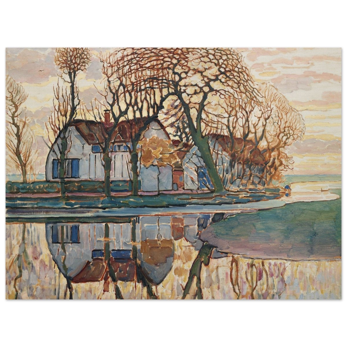 Farm near Duivendrecht by Piet Mondrian | Vintage wall art print - Wood Prints - 30x40 cm / 12x16″ - 
