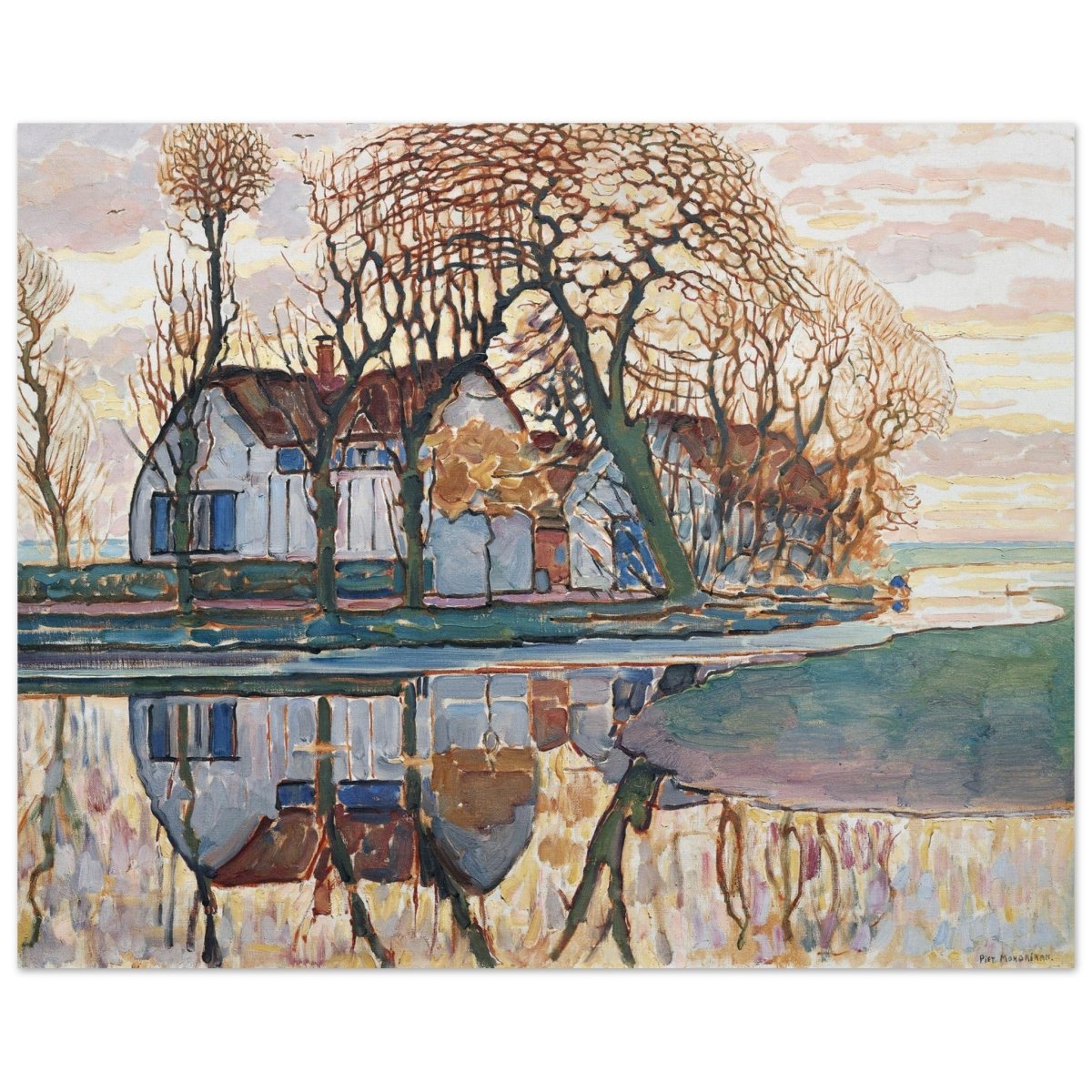 Farm near Duivendrecht by Piet Mondrian | Vintage wall art print - Aluminum Print - 40x50 cm / 16x20″ - 