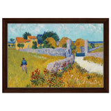 Farmhouse in Provence by Vincent van Gogh 1888 | Vintage wall art print - Framed Canvas - 30x45 cm / 12x18″ - Dark wood frame
