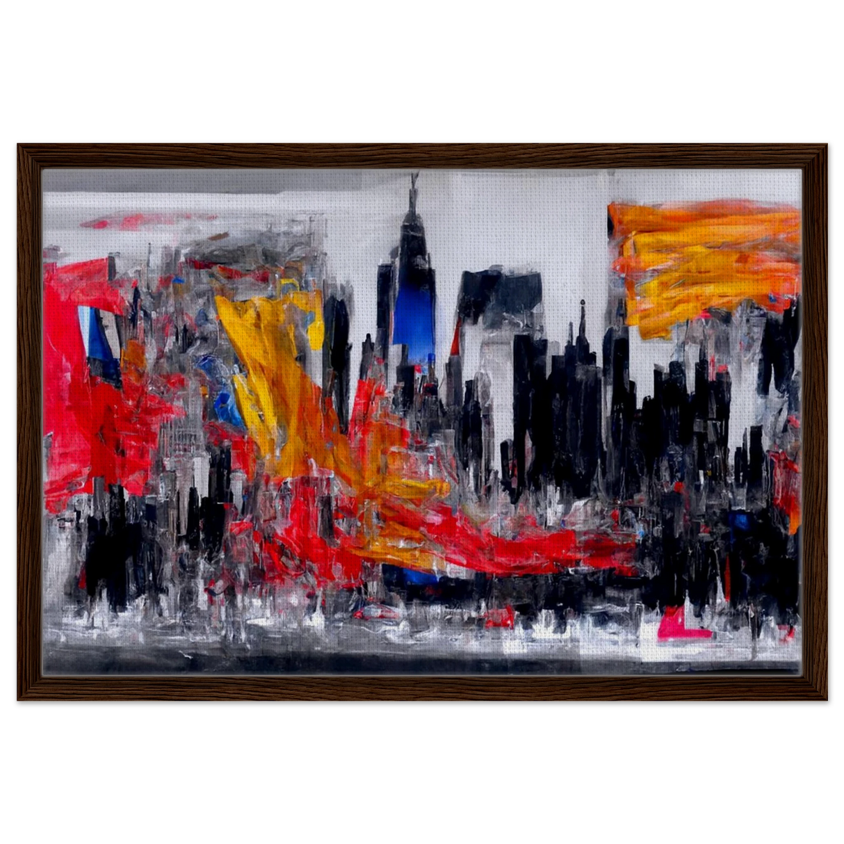 Urban Inferno â€“ Abstract Cityscape Wall Art PrintFramed Canvas50x75 cm / 20x30â€³