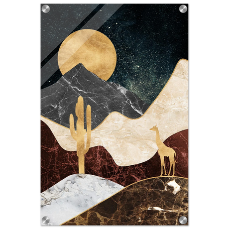 golden horizon safari abstract wilderness in luxe texture wall art print70x100 cm / 28x40″Brushed Aluminum Print