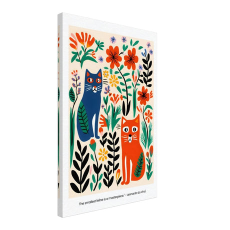 Feline Garden Delight | Modern Folk Art with a playful, illustrative style - Canvas - 40x60 cm / 16x24″ - 