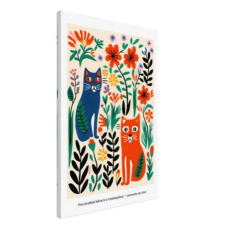 Feline Garden Delight | Modern Folk Art with a playful, illustrative style - Canvas - 50x75 cm / 20x30″ - 
