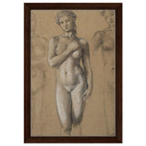 Female Nude Three Studies by Sir Edward Burne - Jones | Vintage wall art print - Framed Canvas - 30x45 cm / 12x18″ - Dark wood frame