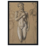 Female Nude Three Studies by Sir Edward Burne - Jones | Vintage wall art print - Framed Canvas - 50x75 cm / 20x30″ - Black frame