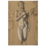 Female Nude Three Studies by Sir Edward Burne - Jones | Vintage wall art print - Wood Prints - 40x60 cm / 16x24″ - 