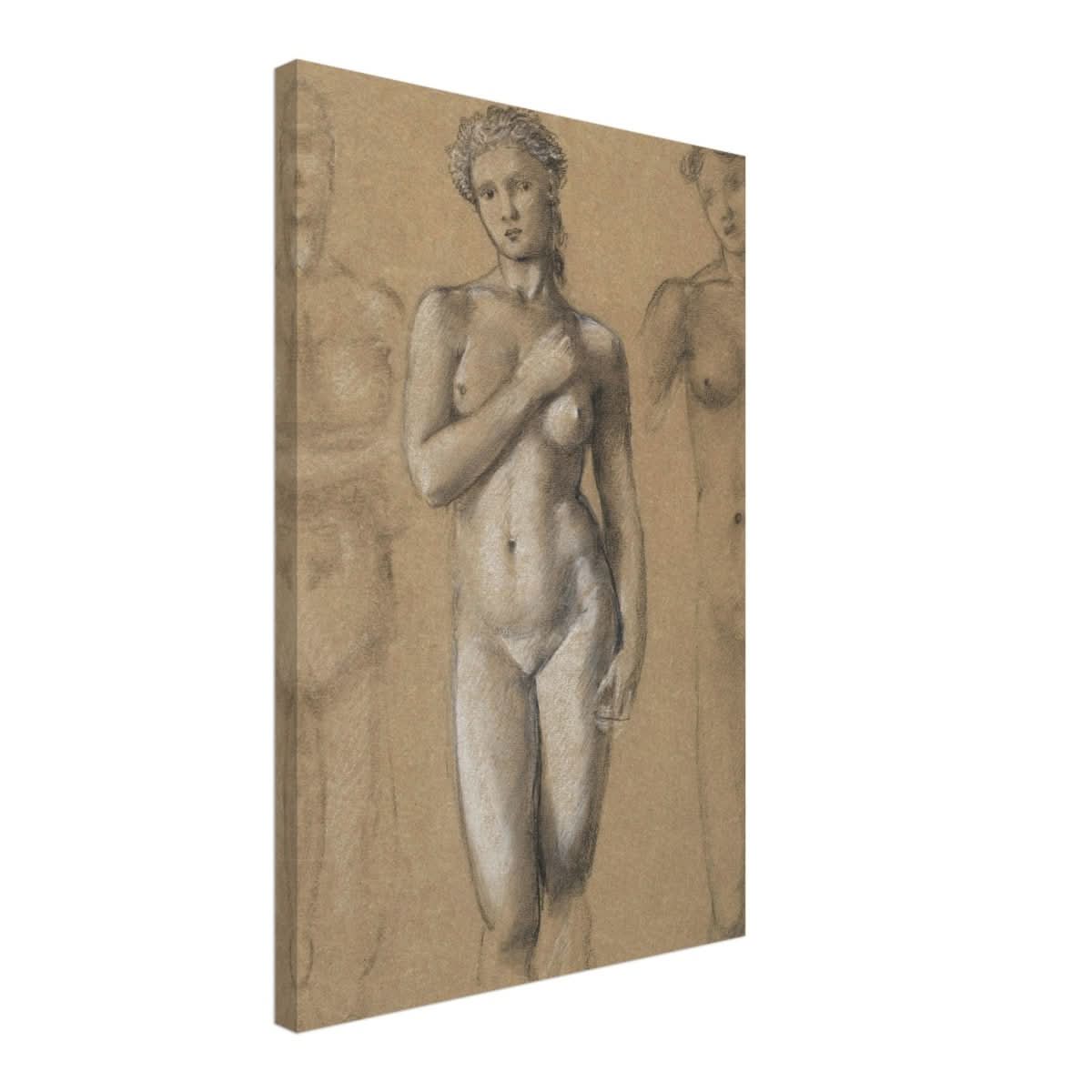Female Nude Three Studies by Sir Edward Burne - Jones | Vintage wall art print - Canvas - 40x60 cm / 16x24″ - 
