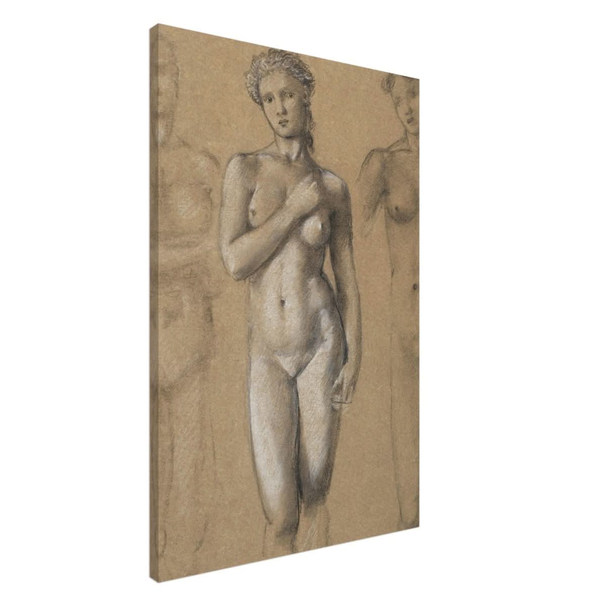Female Nude Three Studies by Sir Edward Burne - Jones | Vintage wall art print - Canvas - 60x90 cm / 24x36″ - 
