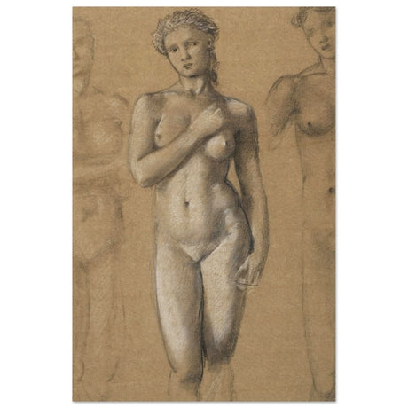 Female Nude Three Studies by Sir Edward Burne - Jones | Vintage wall art print - Wood Prints - 60x90 cm / 24x36″ - 