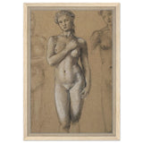 Female Nude Three Studies by Sir Edward Burne - Jones | Vintage wall art print - Framed Canvas - 30x45 cm / 12x18″ - Wood frame